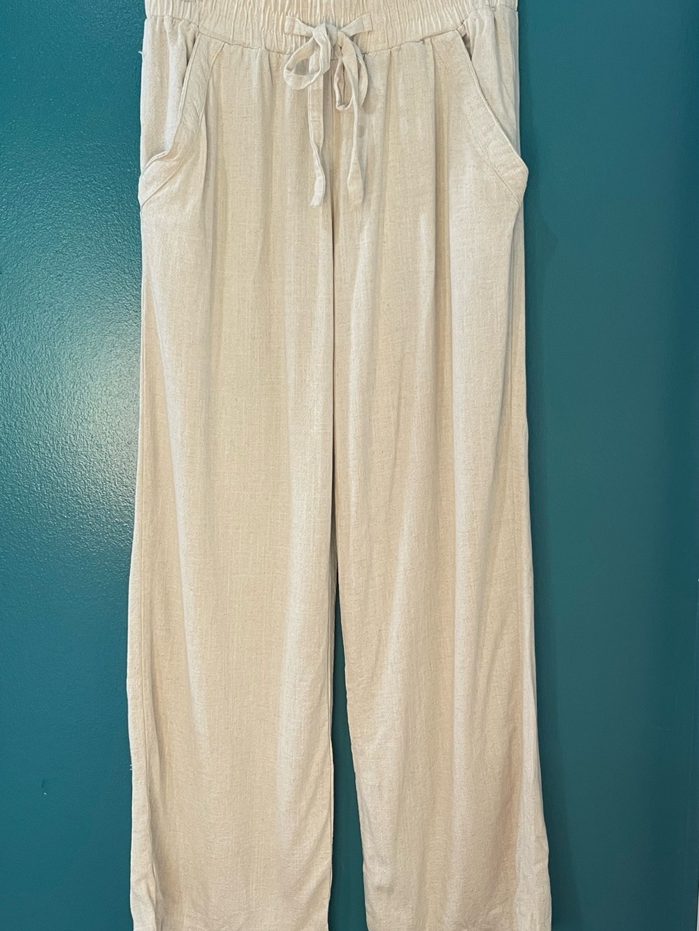 Sienna Sky Cream Drawstring Wide-Leg Pants
